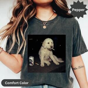 Doodle Funny Smoking Dog Meme Shirt, Cigarette Dog Shirt, Gen Z Joke Shirt